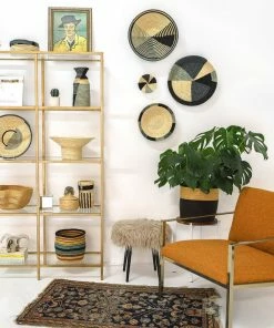 UGANDA Opal Gray Geo Raffia Vase