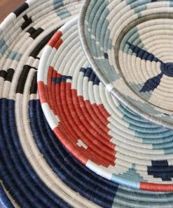 RWANDA Abstract Navy + Orange Circular Tray HOME