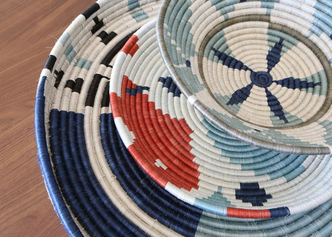 RWANDA Abstract Navy + Orange Circular Tray HOME 4 RWANDA Abstract Navy + Orange Circular Tray HOME