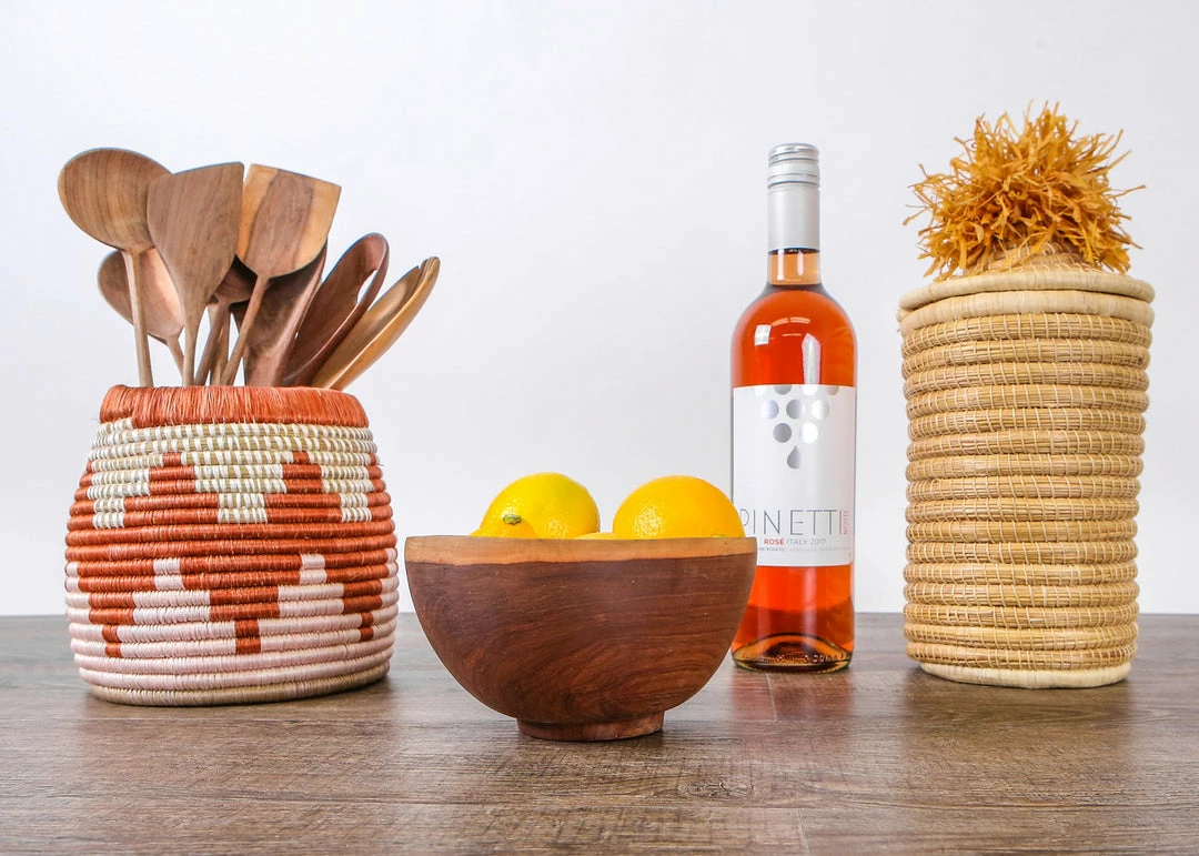 RWANDA Clay + Dusty Peach Kitchen Utensil Holder HOME 5 RWANDA Clay + Dusty Peach Kitchen Utensil Holder HOME