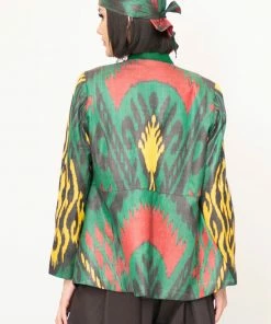 UZBEKISTAN Luxury Silk Ikat Jacket With Suzani Embroidery CLOTHING