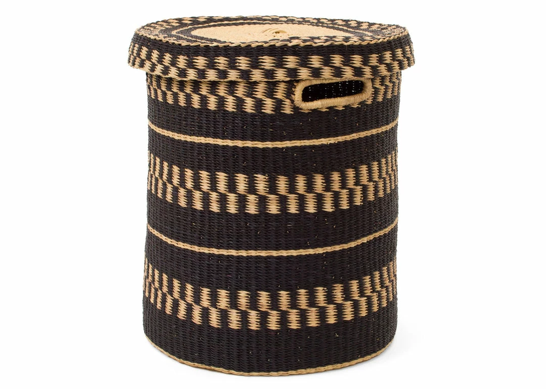 GHANA HOME Black Patterned Grass Hamper 3 GHANA HOME Black Patterned Grass Hamper