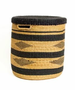 GHANA Black Patterned Grass Hamper 02