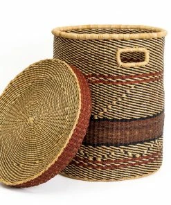 GHANA Brown Patterned Grass Hamper HOME