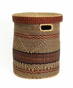 GHANA Brown Patterned Grass Hamper HOME