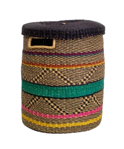 GHANA Multicolor Patterned Grass Hamper HOME