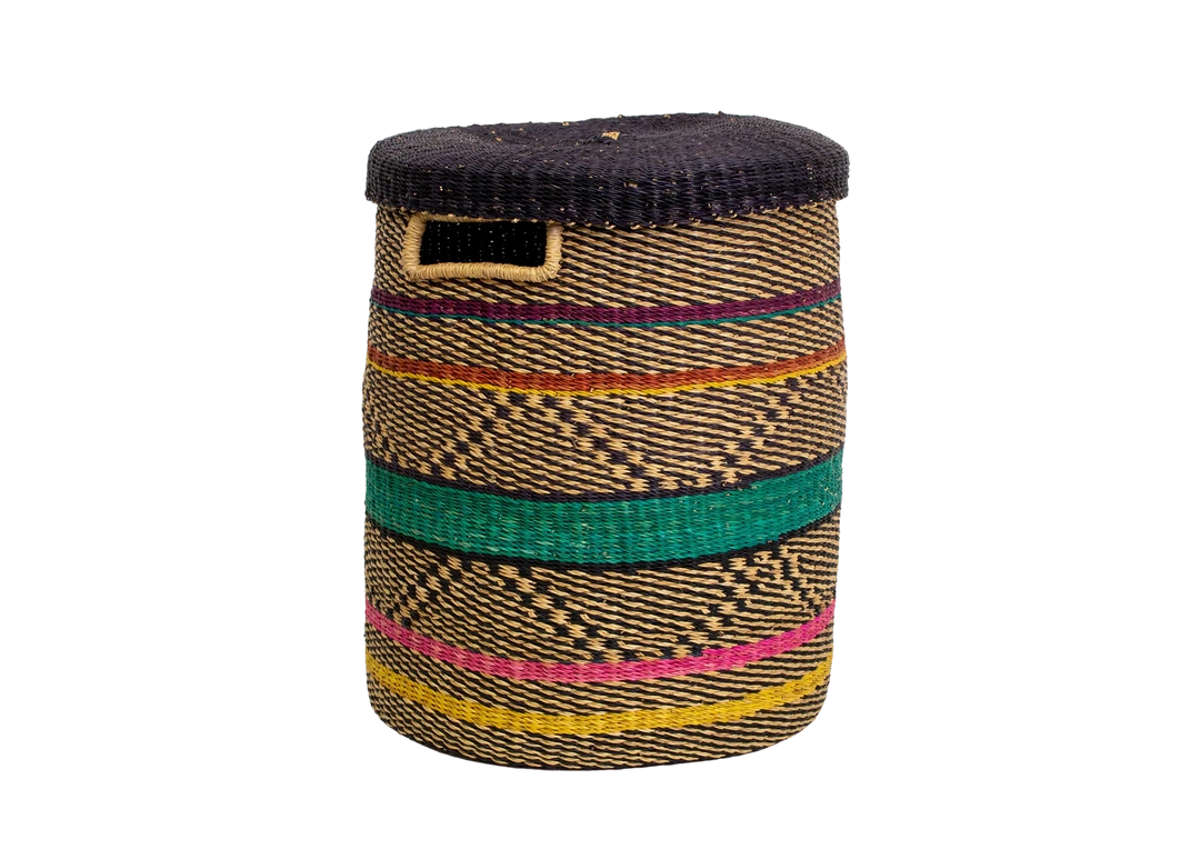 GHANA Multicolor Patterned Grass Hamper HOME 3 GHANA Multicolor Patterned Grass Hamper HOME