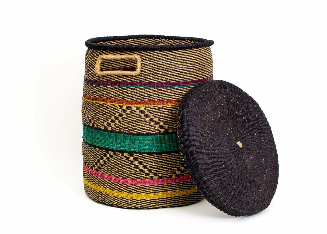 GHANA Multicolor Patterned Grass Hamper HOME 5 GHANA Multicolor Patterned Grass Hamper HOME