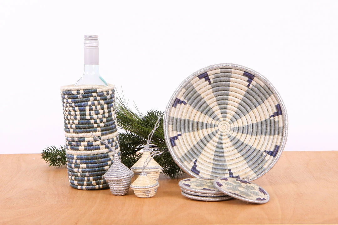 RWANDA Metallic Gray Hope Coasters, Set Of 4 5 RWANDA Metallic Gray Hope Coasters, Set Of 4