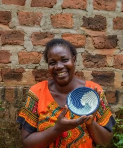 RWANDA 6" Small Silver Blue Unity Round Basket 9 RWANDA 6