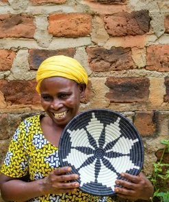 RWANDA HOME Medium Black Hope Round Basket 11 RWANDA HOME Medium Black Hope Round Basket