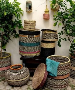 GHANA Multicolor Patterned Grass Hamper HOME