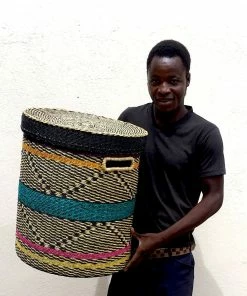 GHANA Multicolor Patterned Grass Hamper HOME 9 GHANA Multicolor Patterned Grass Hamper HOME