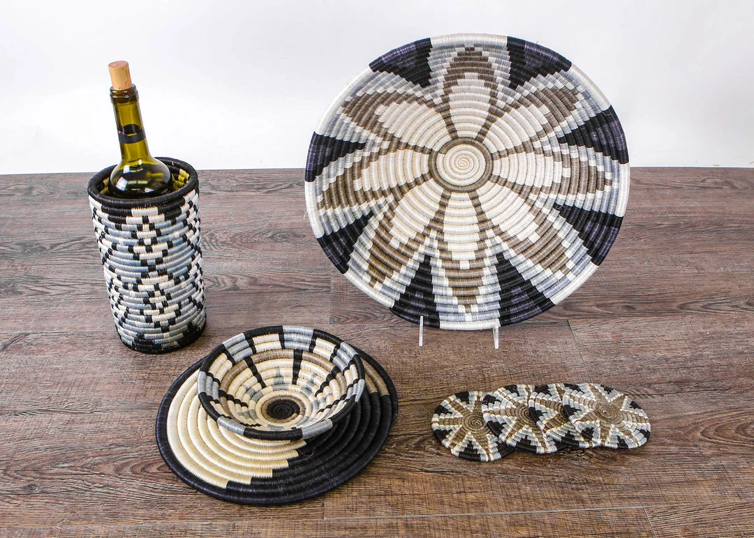 RWANDA 14" Extra Large Slate Jua Round Basket HOME 5 RWANDA 14" Extra Large Slate Jua Round Basket HOME