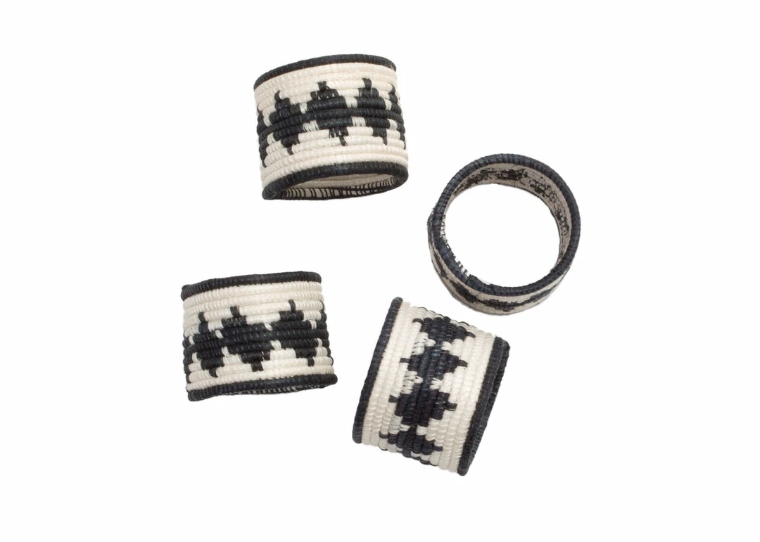 RWANDA HOME Black & White Napkin Rings, Set Of 4 3 RWANDA HOME Black & White Napkin Rings, Set Of 4