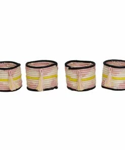 RWANDA HOME Blush Pink + Sun Tasseled Napkin Rings