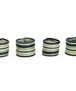 RWANDA Ivy Striped Napkin Rings, Set Of 4