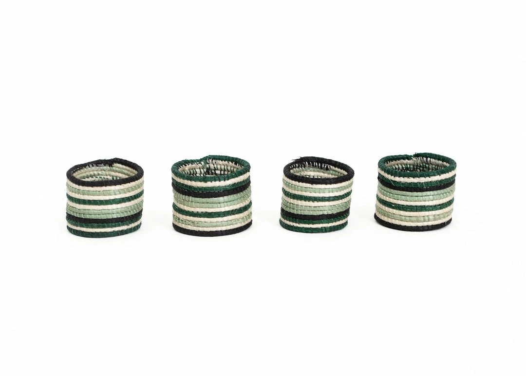 RWANDA Ivy Striped Napkin Rings, Set Of 4 3 RWANDA Ivy Striped Napkin Rings, Set Of 4