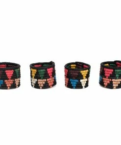 RWANDA Black + Neon Napkin Rings