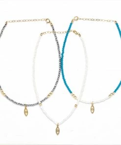 GREECE JEWELRY Beaded Evil Eye Anklet