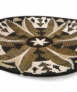 RWANDA HOME 27" Extra Large Black Fleur Plate Woven Wall Art Plate