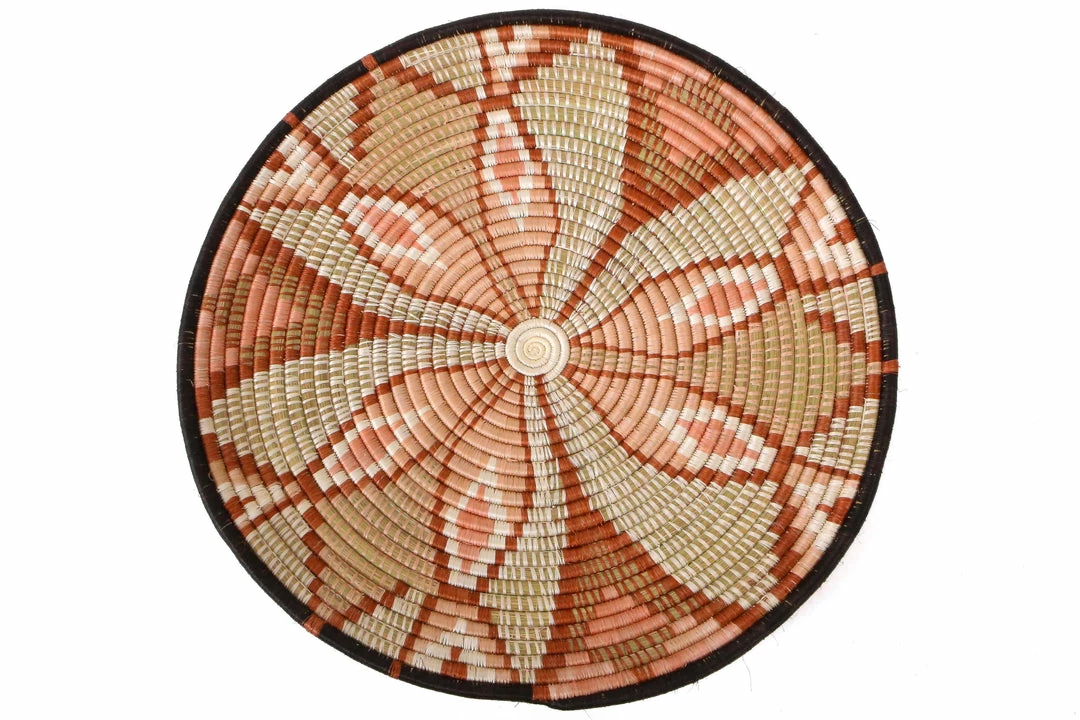 RWANDA 27" Extra Large Peach Fleur Plate Woven Wall Art Plate 3 RWANDA 27" Extra Large Peach Fleur Plate Woven Wall Art Plate