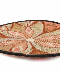 RWANDA 27" Extra Large Peach Fleur Plate Woven Wall Art Plate