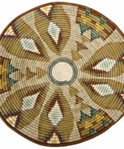 UGANDA HOME 27" Extra Large Sand Fleur Plate Woven Wall Art Plate