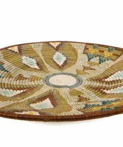 UGANDA HOME 27" Extra Large Sand Fleur Plate Woven Wall Art Plate