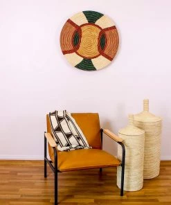 UGANDA HOME 27" Extra Large Forest Green & Burgundy Tabia Woven Wall Art Plate