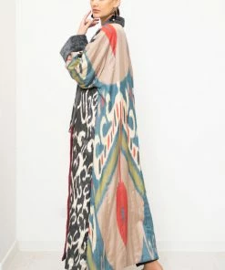 UZBEKISTAN CLOTHING Maxi Ikat Robe With Fleece