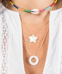 GREECE Rainbow Cowrie Shell Choker