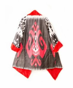 UZBEKISTAN Asymmetric Ikat Jacket With Fleece CLOTHING