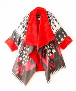 UZBEKISTAN Asymmetric Ikat Jacket With Fleece CLOTHING