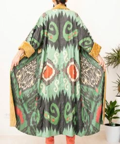 UZBEKISTAN Maxi Ikat Robe With Fleece 7 UZBEKISTAN Maxi Ikat Robe With Fleece