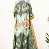 UZBEKISTAN Maxi Ikat Robe With Fleece
