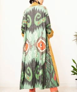 UZBEKISTAN Maxi Ikat Robe With Fleece