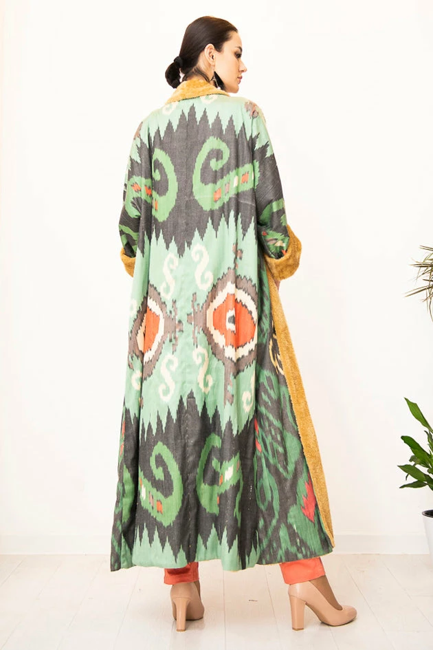UZBEKISTAN Maxi Ikat Robe With Fleece 3 UZBEKISTAN Maxi Ikat Robe With Fleece