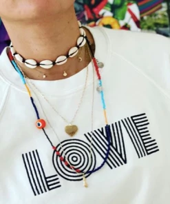 GREECE Bohemian Cowrie Shell Choker