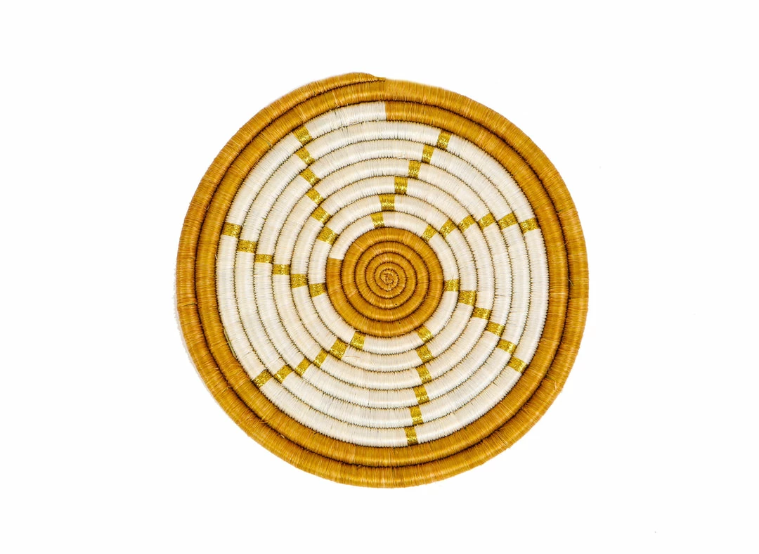 RWANDA Spiral Metallic Gold Hot Pad HOME 3 RWANDA Spiral Metallic Gold Hot Pad HOME