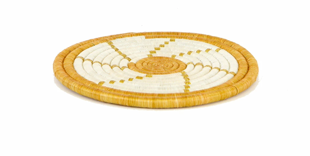RWANDA Spiral Metallic Gold Hot Pad HOME 4 RWANDA Spiral Metallic Gold Hot Pad HOME