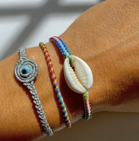 GREECE White Stripe Rainbow Cowrie Shell Bracelet 4 GREECE White Stripe Rainbow Cowrie Shell Bracelet