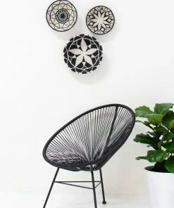 RWANDA Medium Black Round Basket