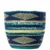 GHANA Lace Weave Teal And Dark Blue Woven Bin
