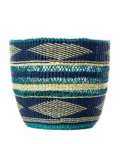 Deals NOMADIC Store 8 GHANA Lace Weave Teal And Dark Blue Woven Bin