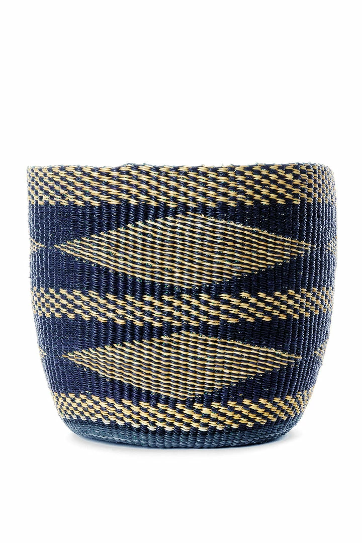 GHANA Midnight Diamond Handwoven Bolga Bin HOME 3 GHANA Midnight Diamond Handwoven Bolga Bin HOME