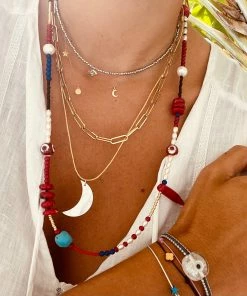 GREECE Americana Pearl & Gem Necklace JEWELRY