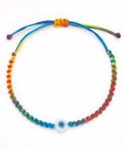 GREECE JEWELRY Kids Rainbow Braided Evil Eye Bracelet
