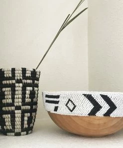 RWANDA Biko Beaded Wooden Bowl I