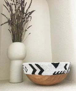 RWANDA Biko Beaded Wooden Bowl I